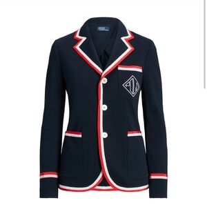 Polo Ralph Lauren Women Navy Grosgrain-Trim Terry Blazer NWT